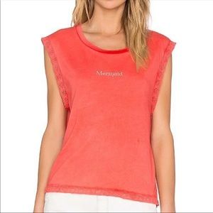MOVING SALE Wildfox Mermaid Red Muscle Tank Lace Trim